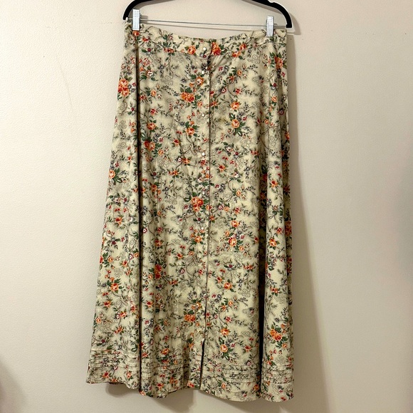 Lauren Ralph Lauren Womens Floral Midi Skirt 
Sz 14 Cottagecore Prairie Vintage - Picture 1 of 6